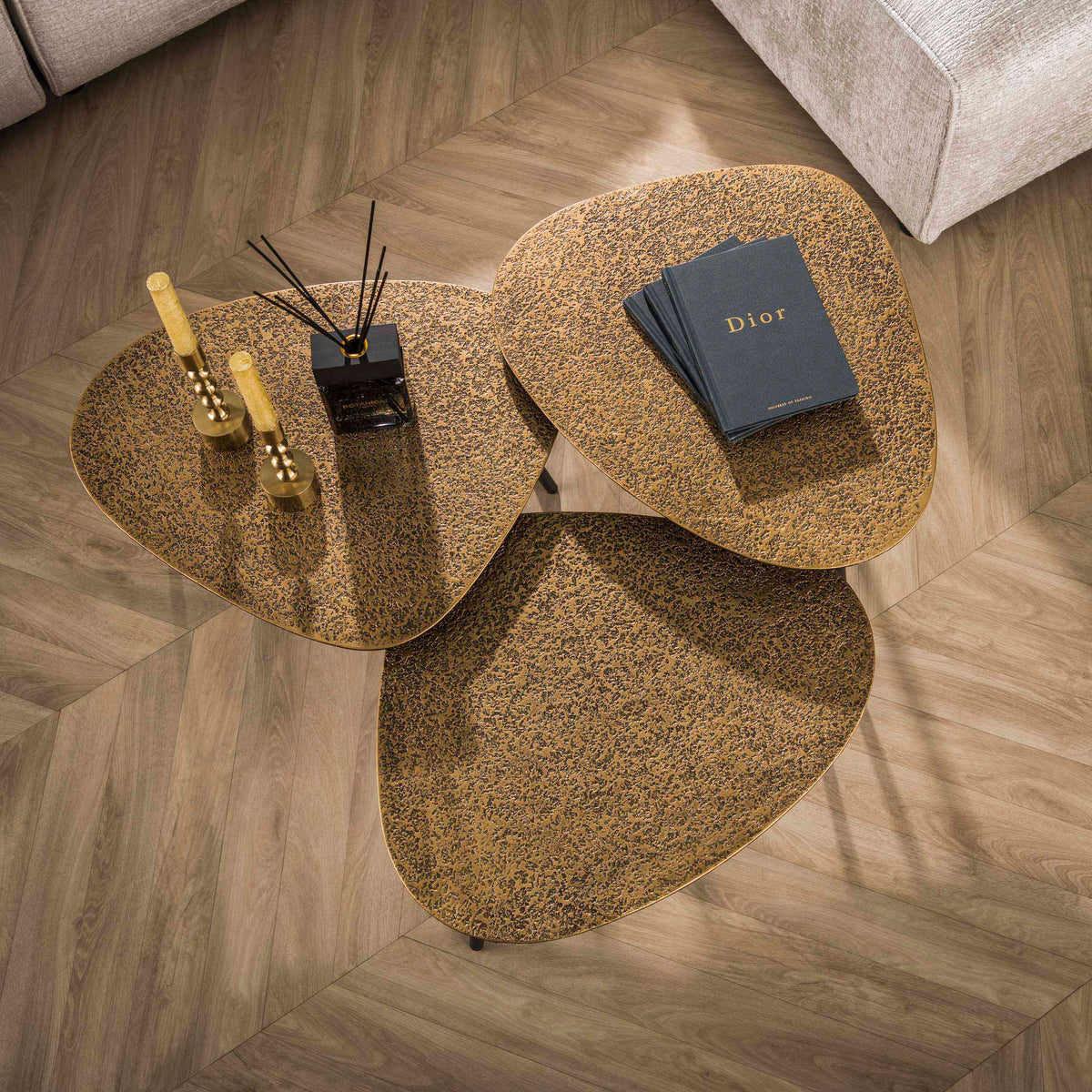 Salontafel Metallic driehoekig set/3