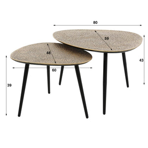 Salontafel Metallic driehoekig set/2