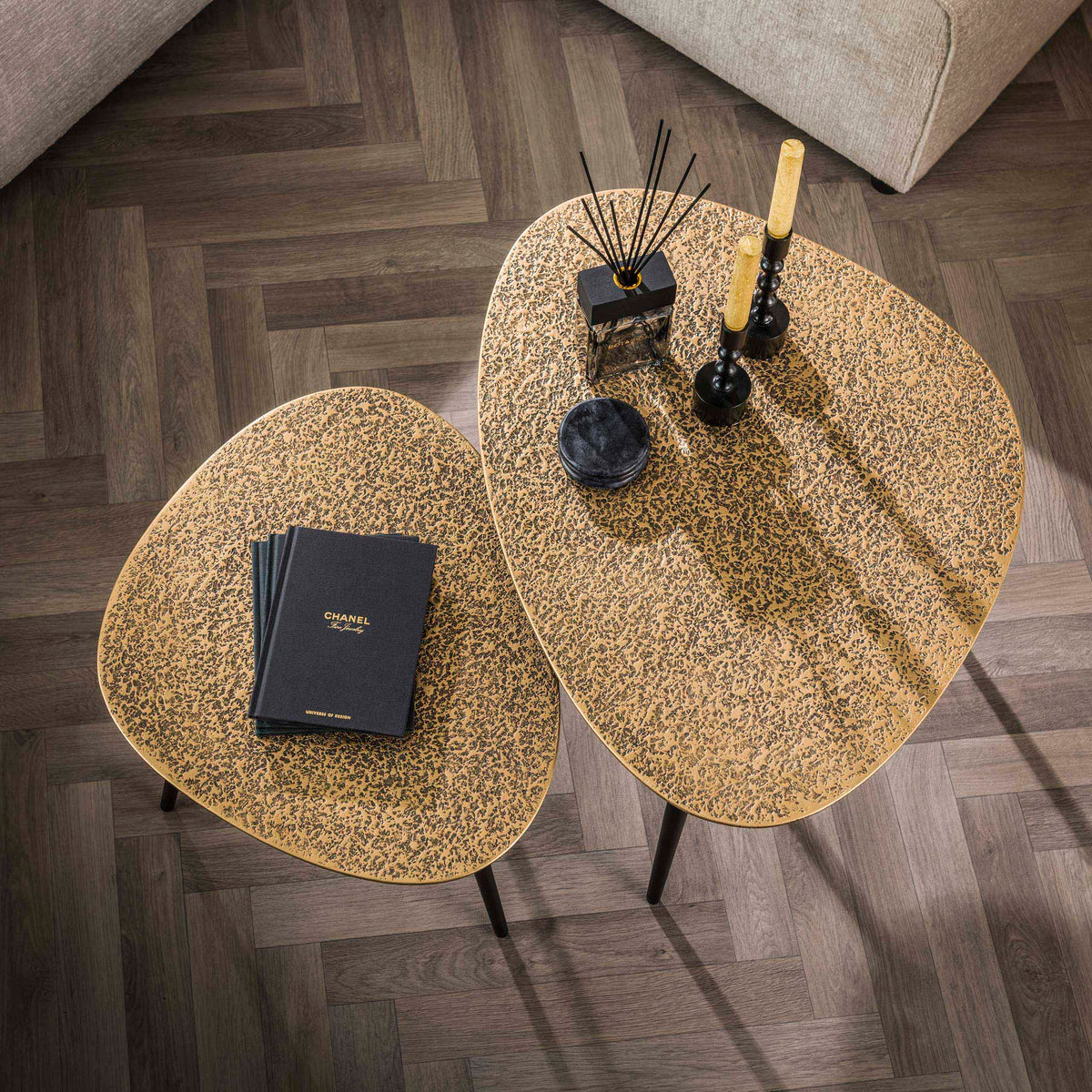 Salontafel Metallic driehoekig set/2