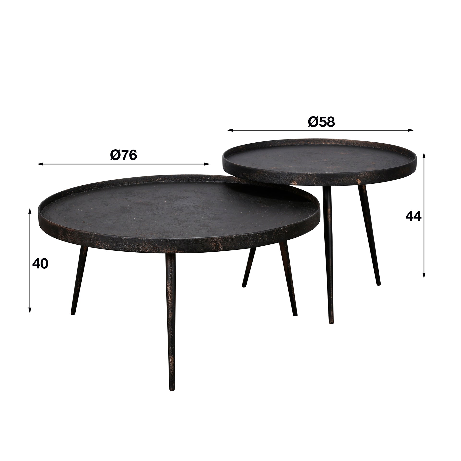 Salontafel Metallic rond set/2