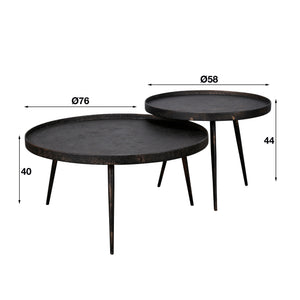 Salontafel Metallic rond set/2