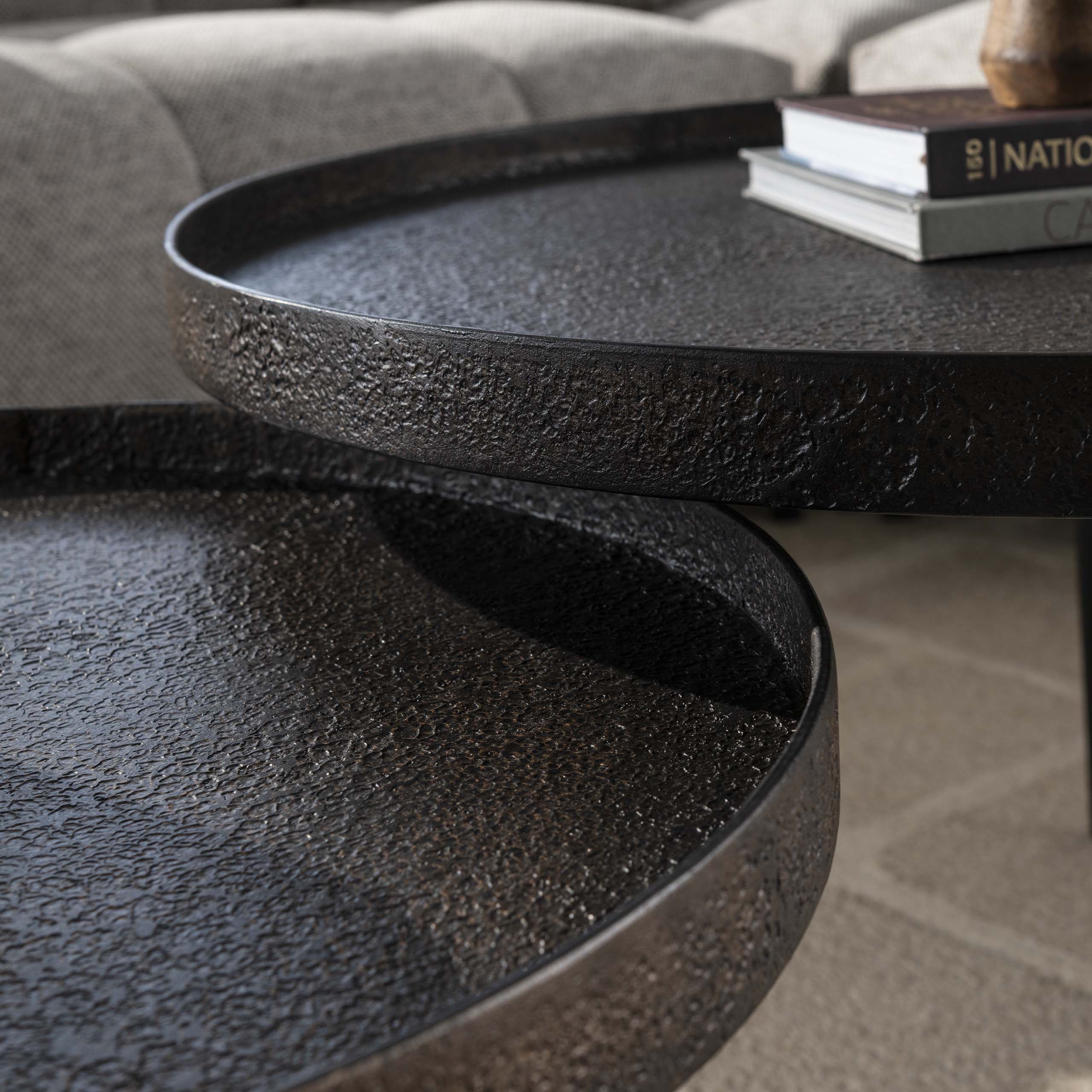 Salontafel Metallic rond set/2