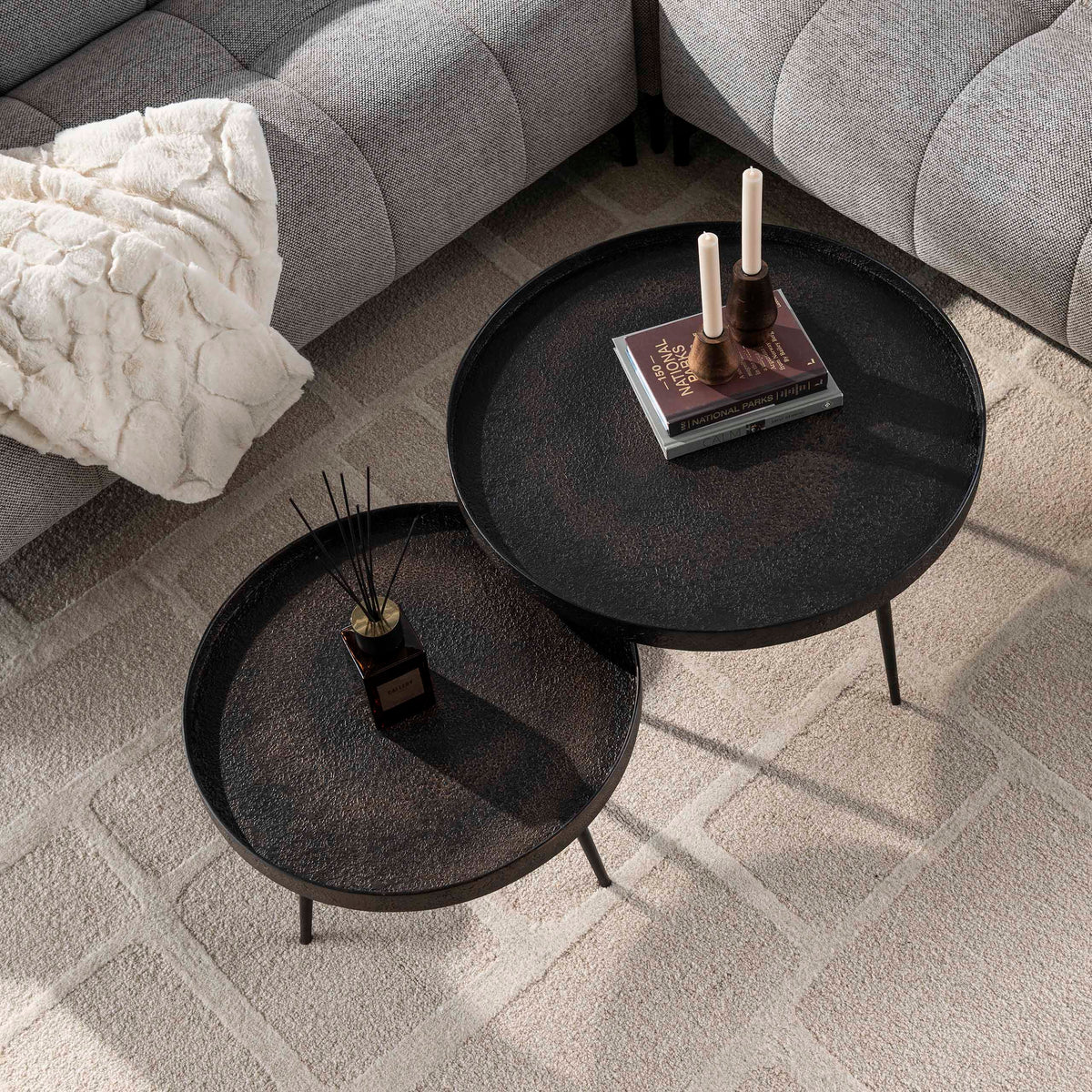 Salontafel Metallic rond set/2
