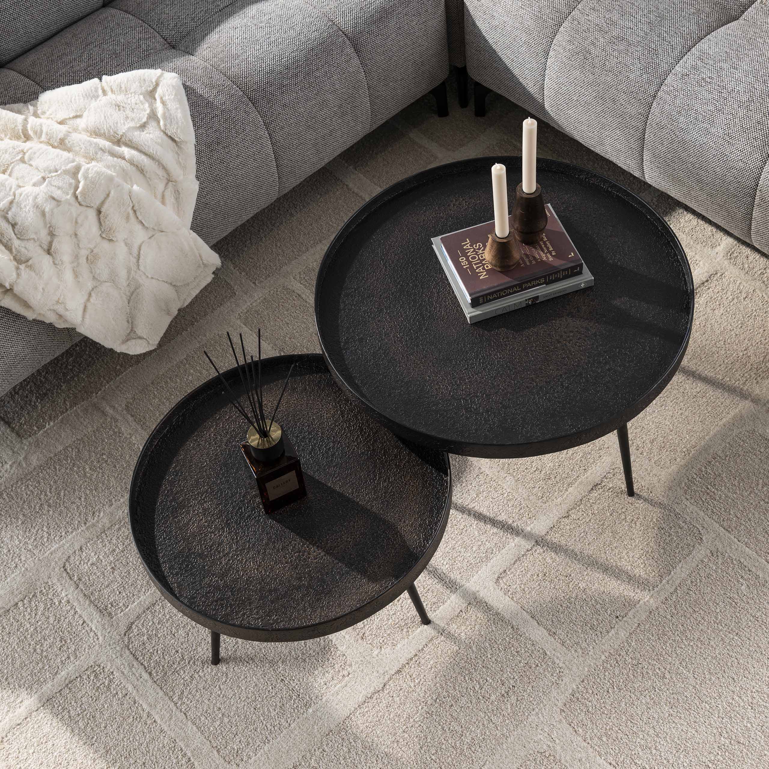 Salontafel Metallic rond set/2
