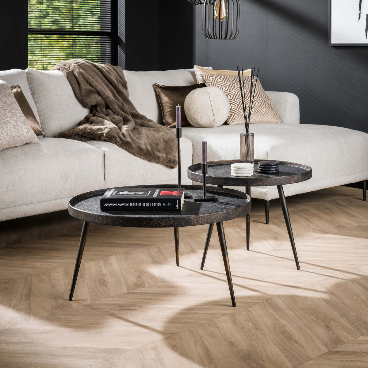 Salontafel Metallic rond set/2