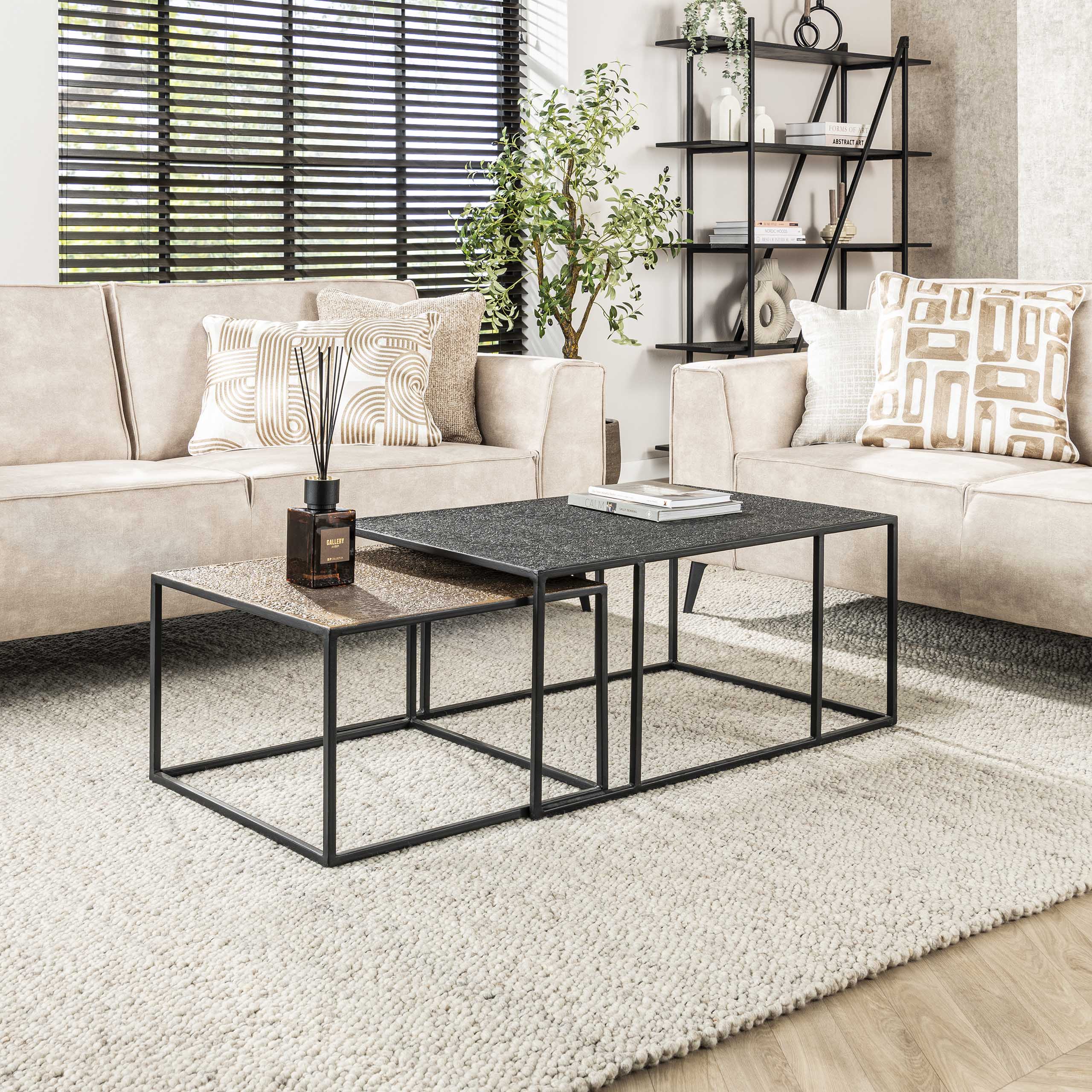 Salontafel Metallic rechthoekig set/2