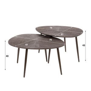 Salontafel Brown Ray leaf set/2