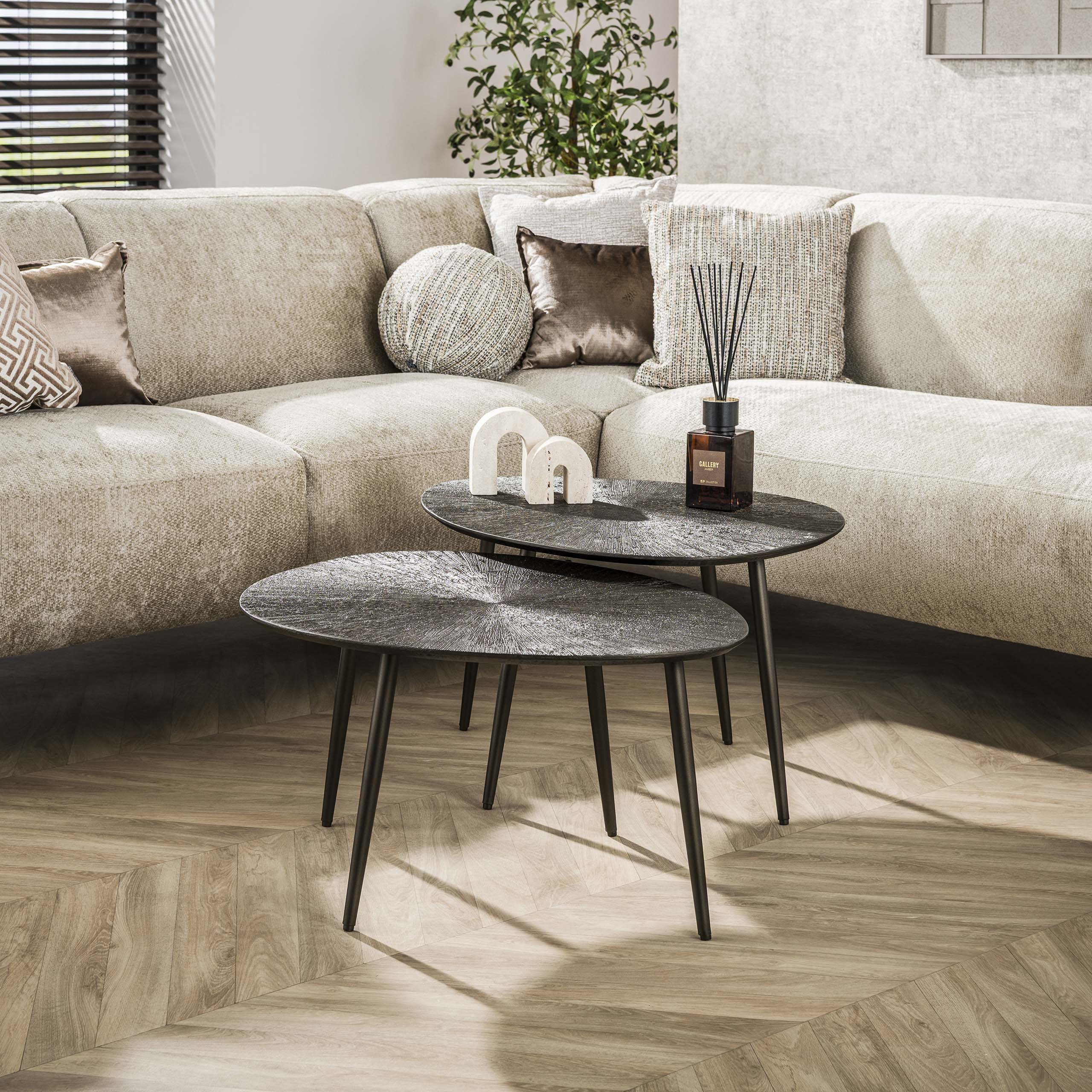 Salontafel Brown Ray leaf set/2