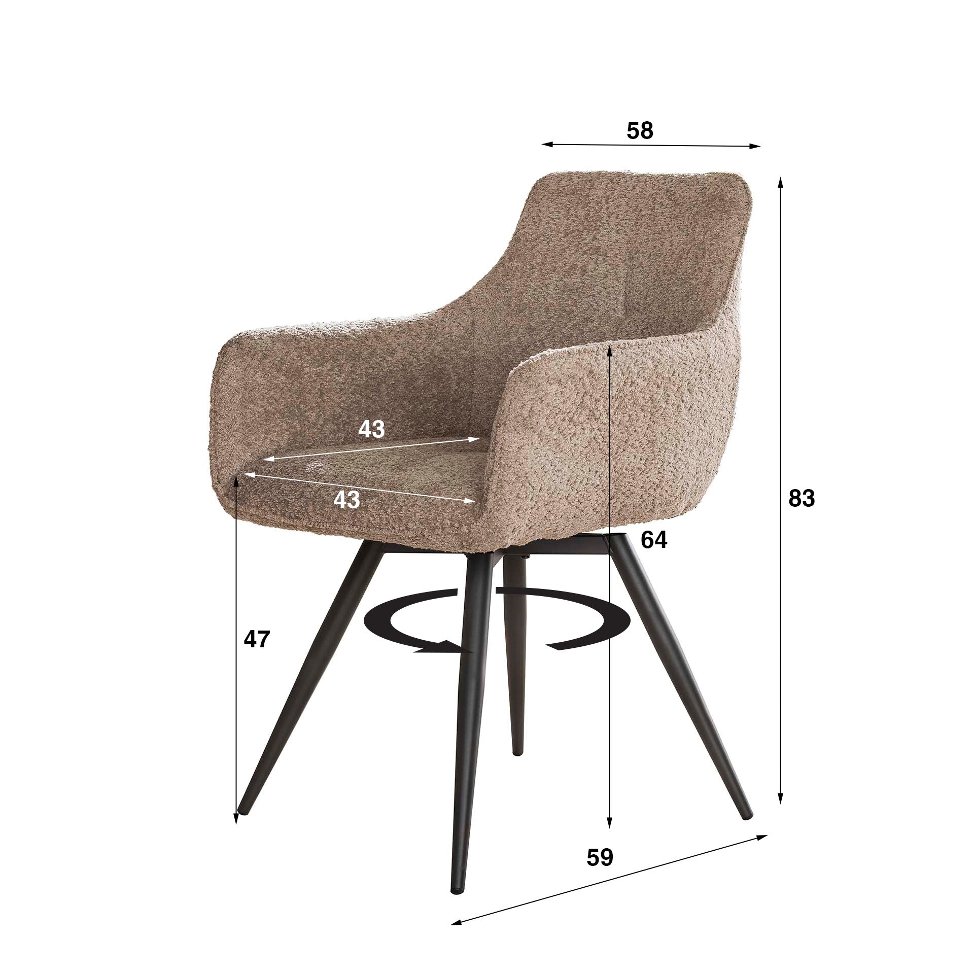 Armstoel Bouclé draaibaar VPE2