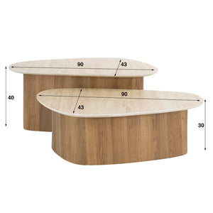 Salontafel Romano driehoekig set/2