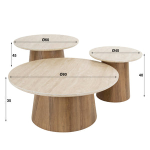 Salontafel Romano rond set/3