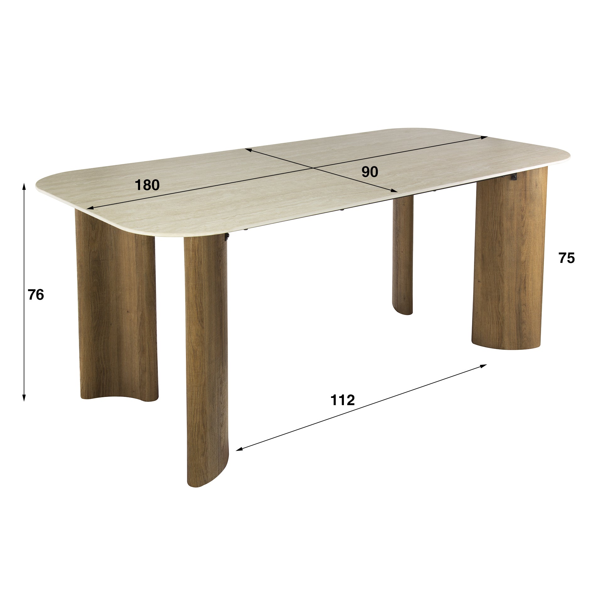 Eettafel Romano Curvo 180
