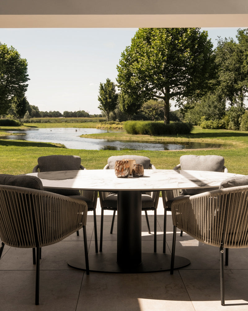 Keramische tafel Calacatta Oro - Ovaal - Ossy onderstel sfeerbeeld 2 - Industrial Home