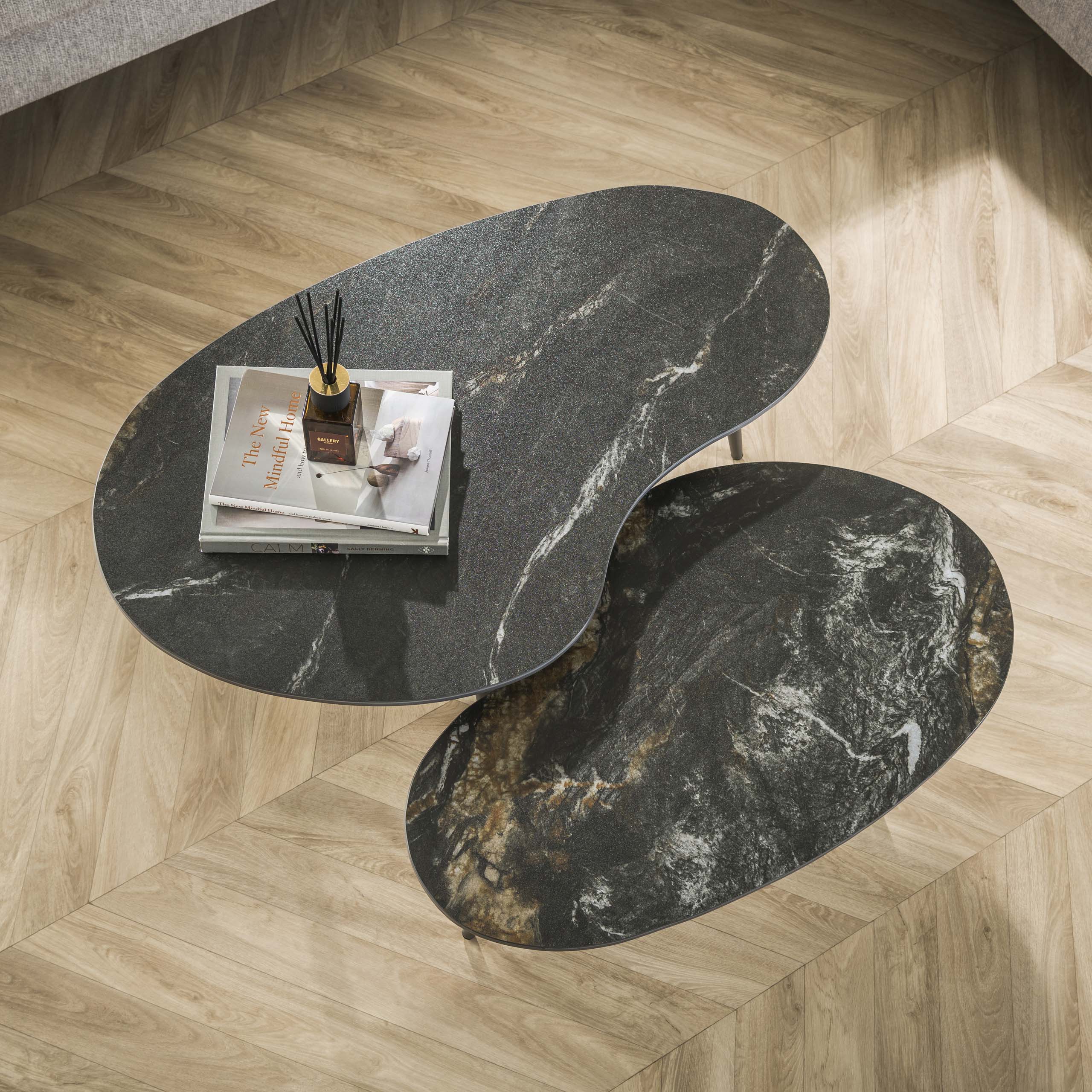 Couchtisch Fossil Nierenform 2er-Set