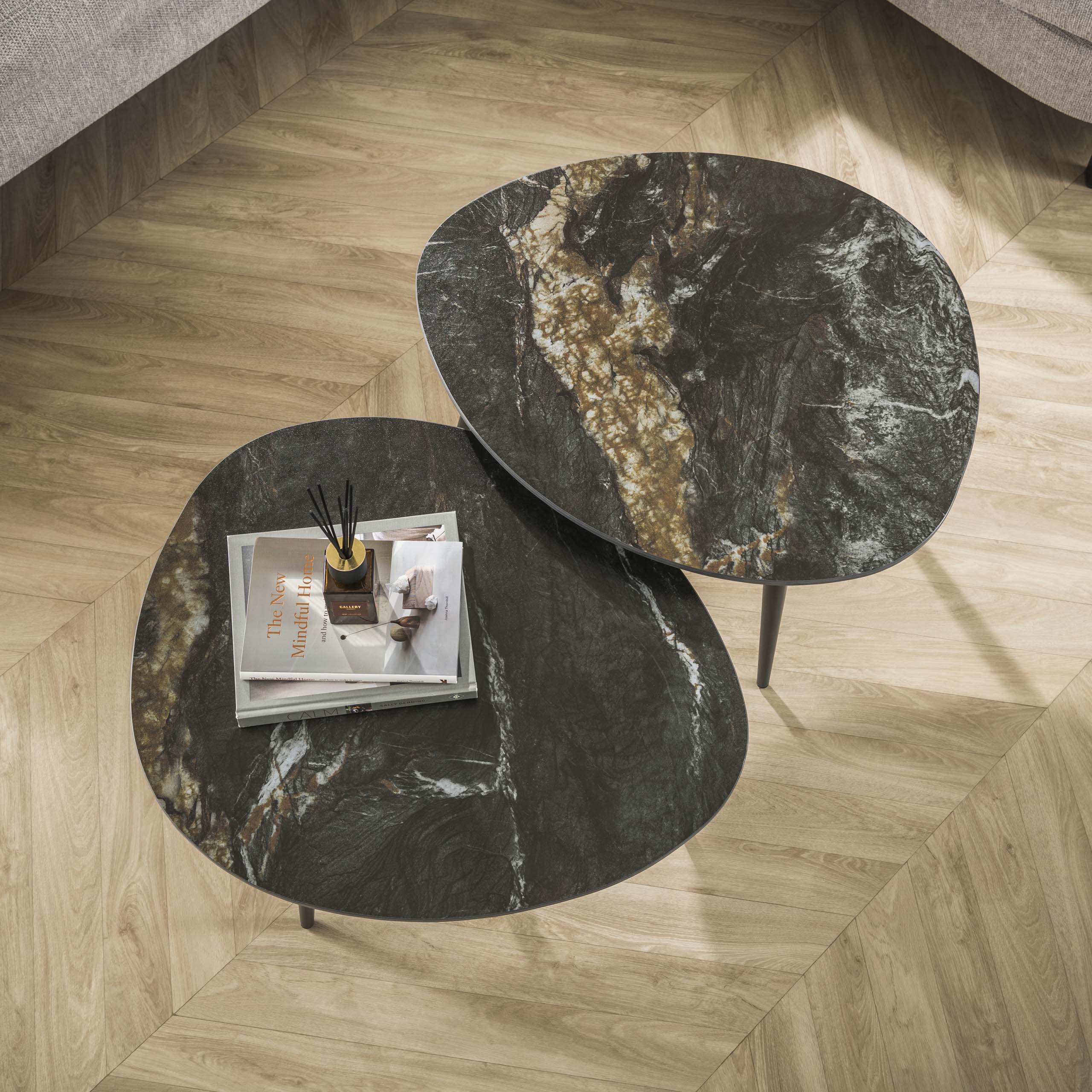 Couchtisch Fossil organisch 2er-Set