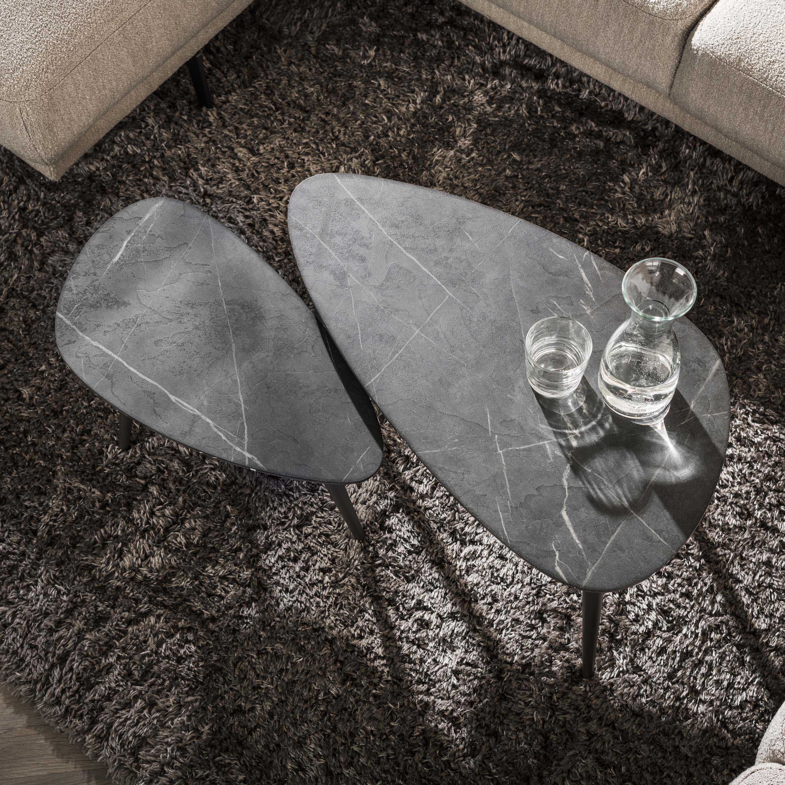 Salontafel Onyx peervormig set/2