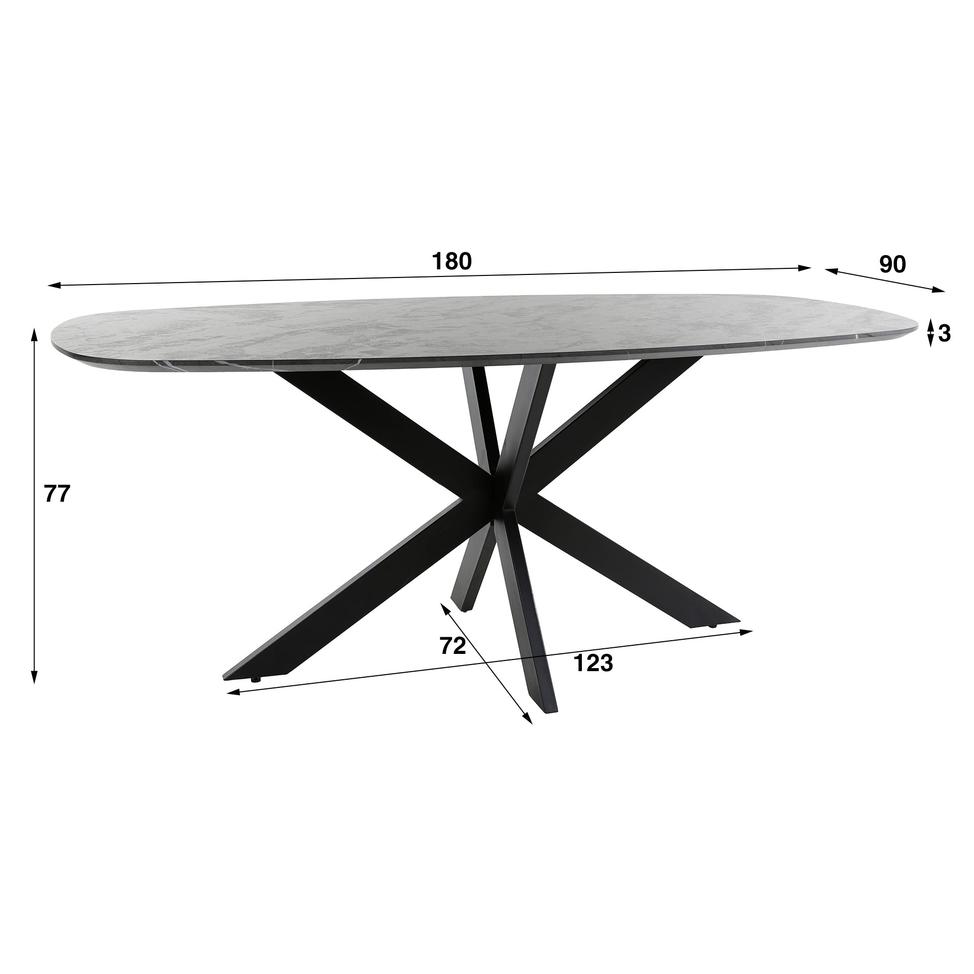 Eettafel Onyx Cross 180