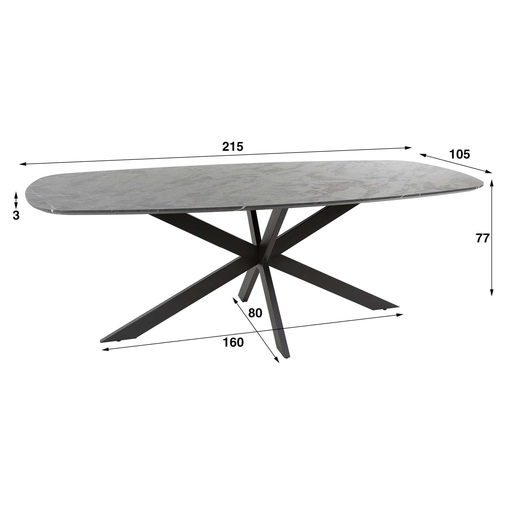 Eettafel Onyx Cross 215