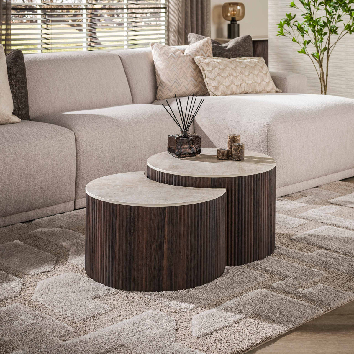 Salontafel Ceramo half rond set/2