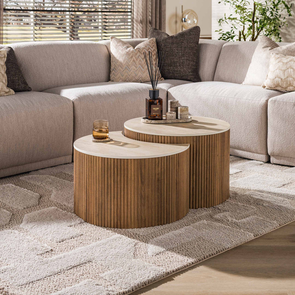 Salontafel Ceramo half rond set/2