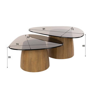 Salontafel Tinto driehoekig set/2