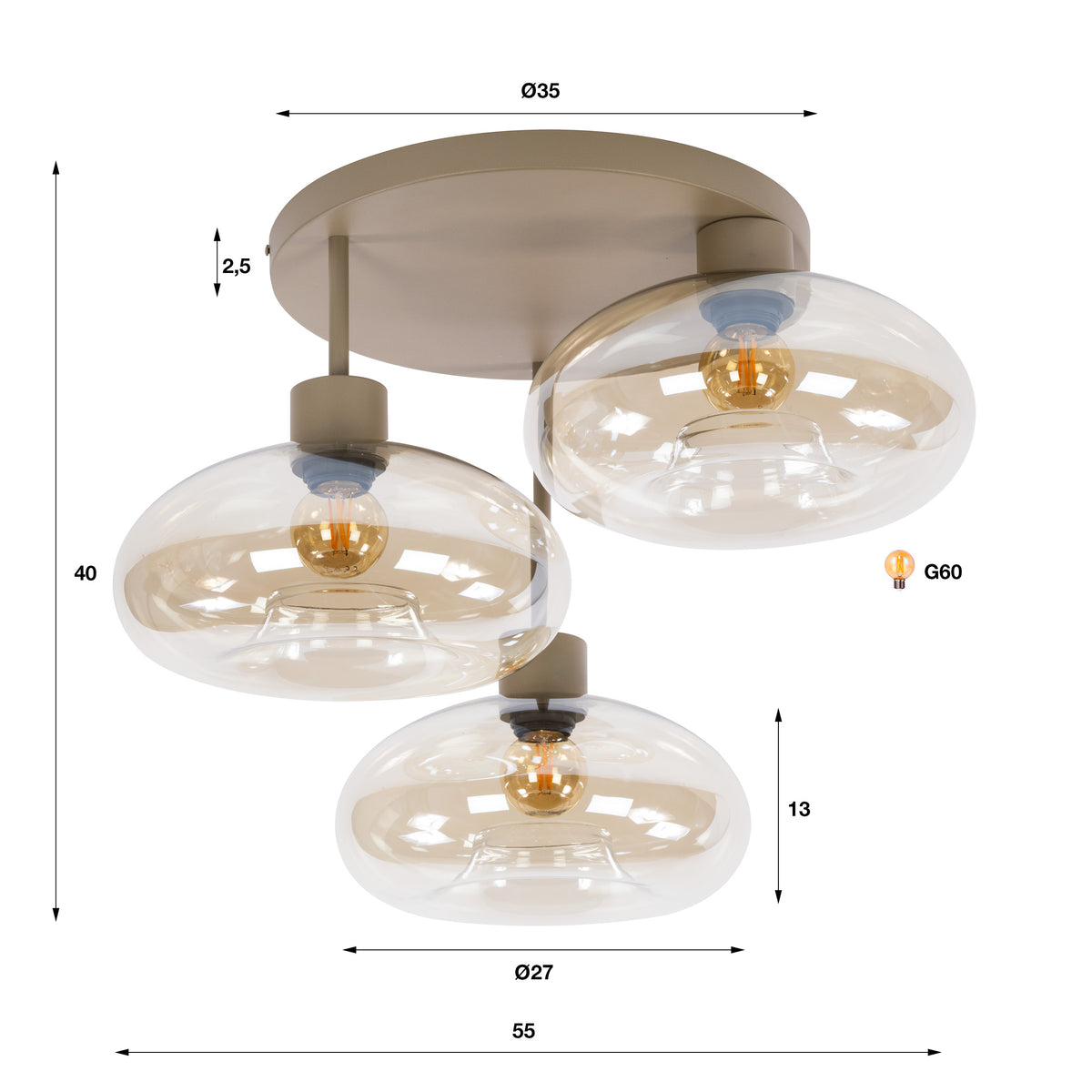 Plafondlamp Serene 3L
