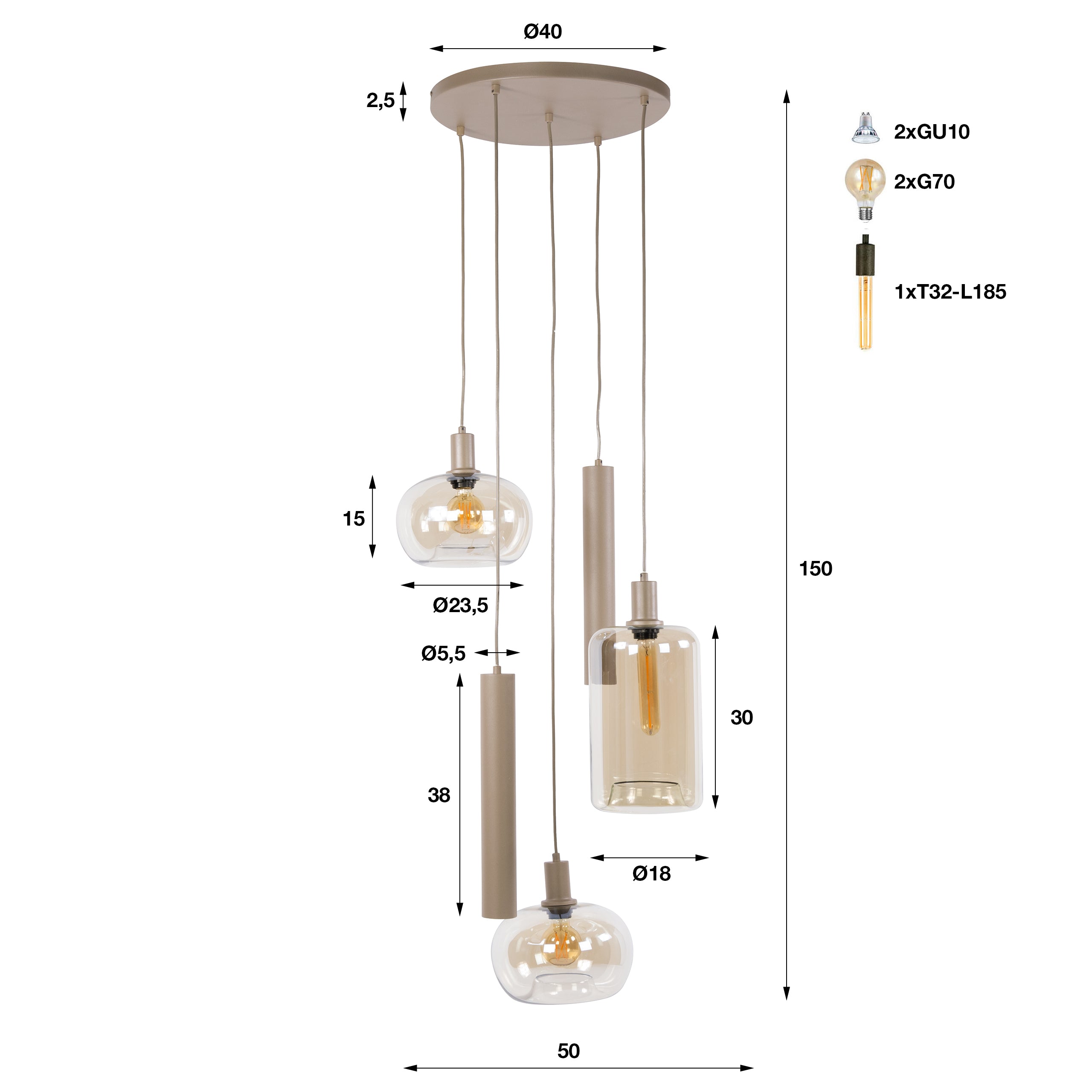 Hanglamp Serene getrapt 5L