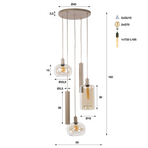Hanglamp Serene getrapt 5L