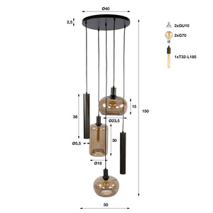 Hanglamp Serene getrapt 5L