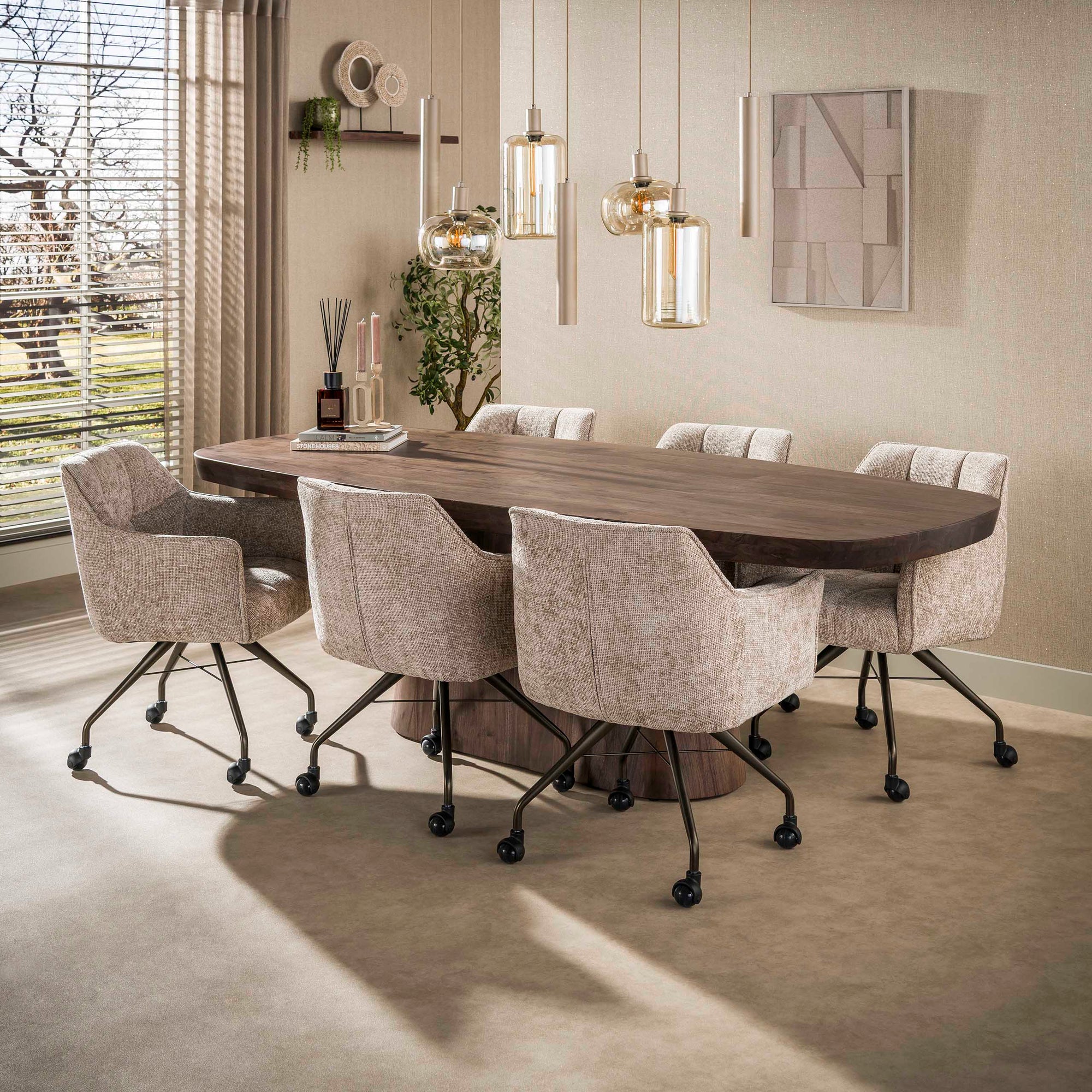 Hanglamp Serene 4+3L - Beige - Amberglas - Met Spots - foto 6
