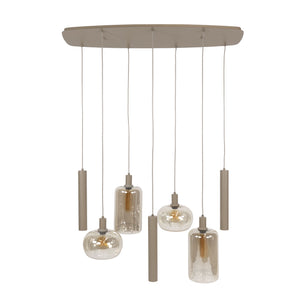 Hanglamp Serene 4+3L - Beige - Amberglas - Met Spots - foto 8