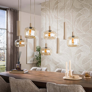 Hanglamp Serene 5+4L - Beige - Amberglas - Met Spots - foto 2