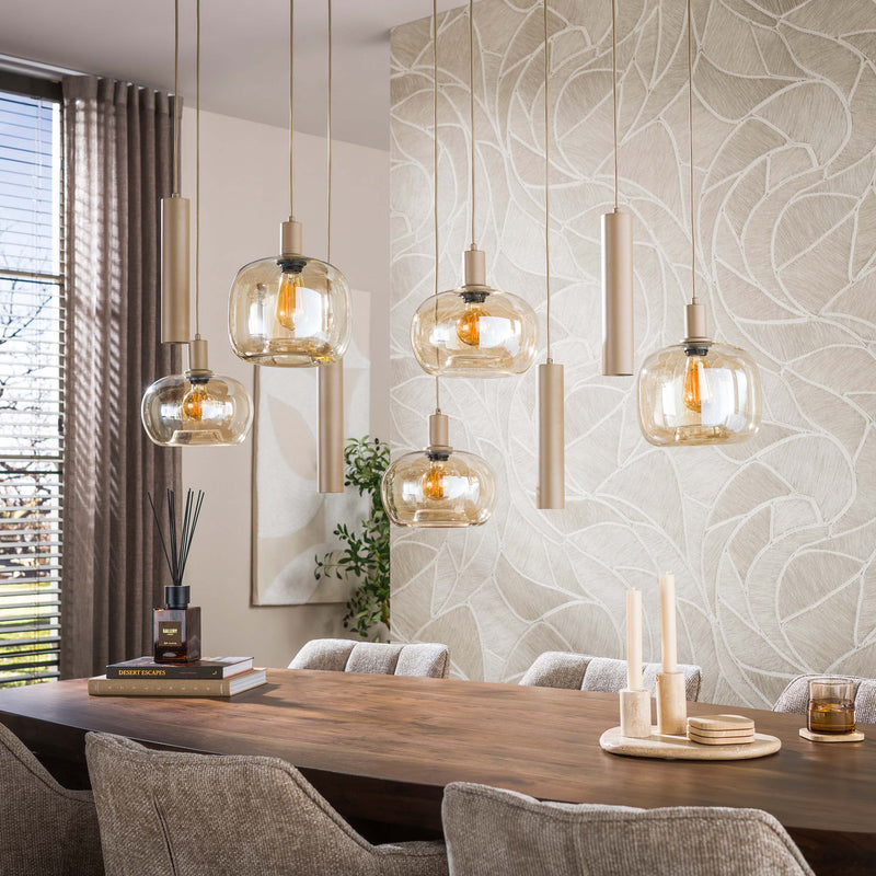 Hanglamp Serene 5+4L - Beige - Amberglas - Met Spots - foto 2