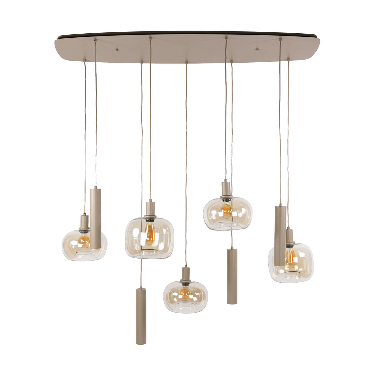 Hanglamp Serene 5+4L - Beige - Amberglas - Met Spots - foto 4