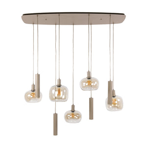Hanglamp Serene 5+4L - Beige - Amberglas - Met Spots - foto 4