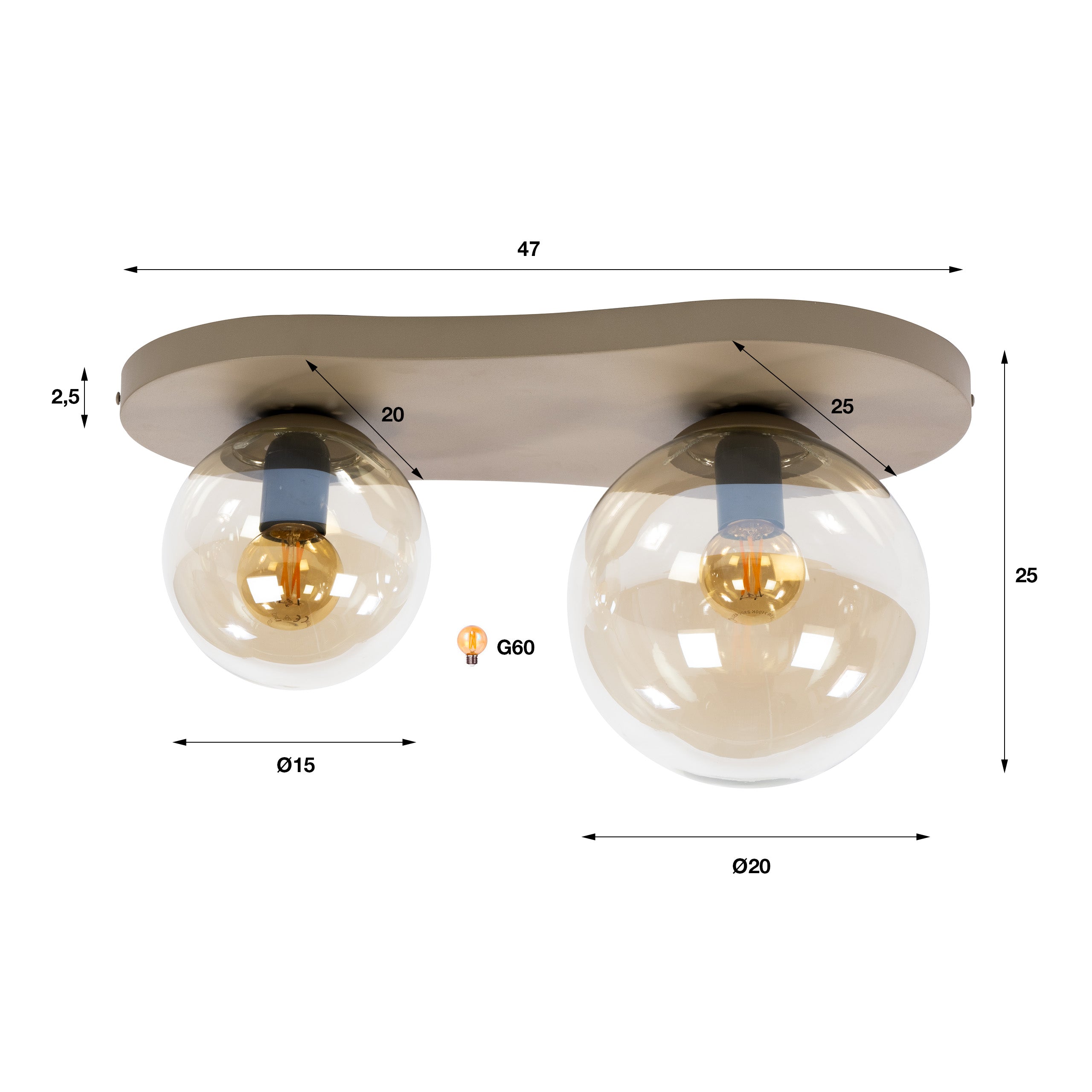 Plafondlamp Bubble 2L