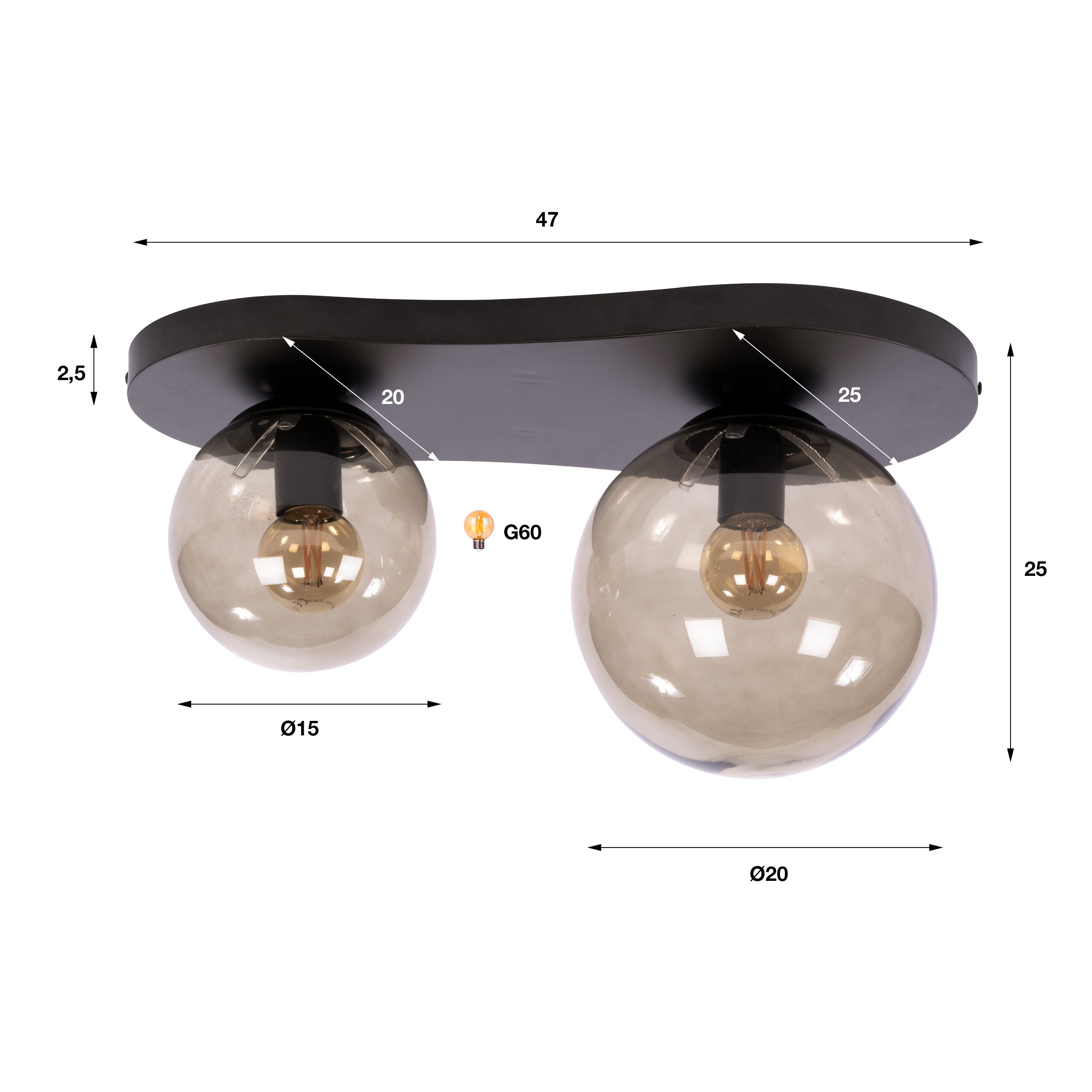 Plafondlamp Bubble 2L