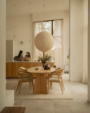 Eiken eetafel - Deens Recht - V eiken onderstel sfeerbeeld 7 - Industrial Home