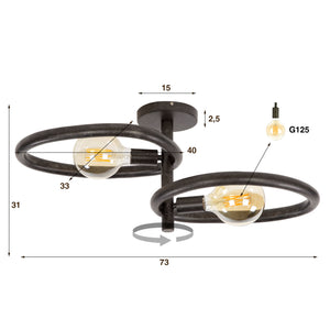 Plafondlamp Pebble 2L