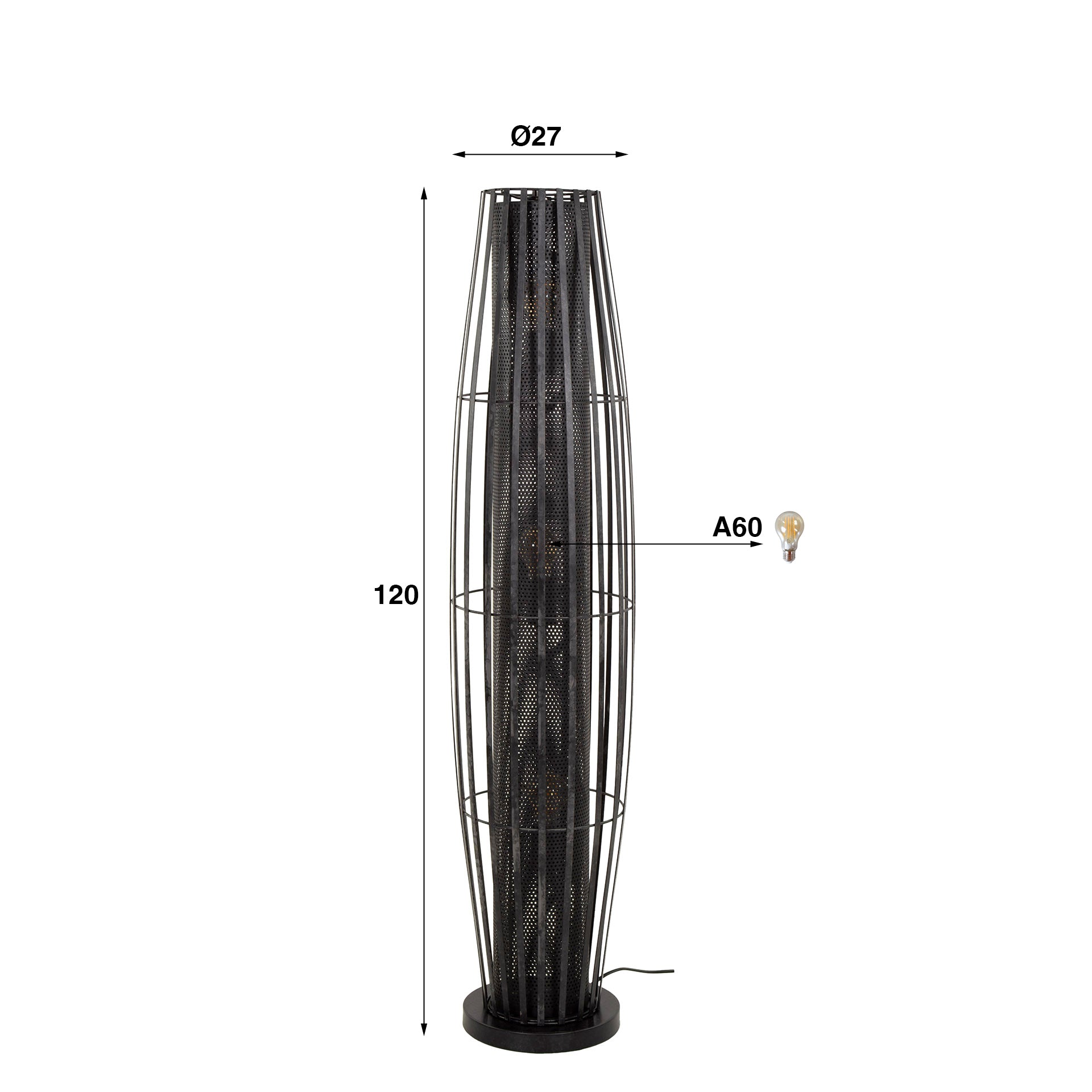 Vloerlamp Cylinder Mesh 3L 120