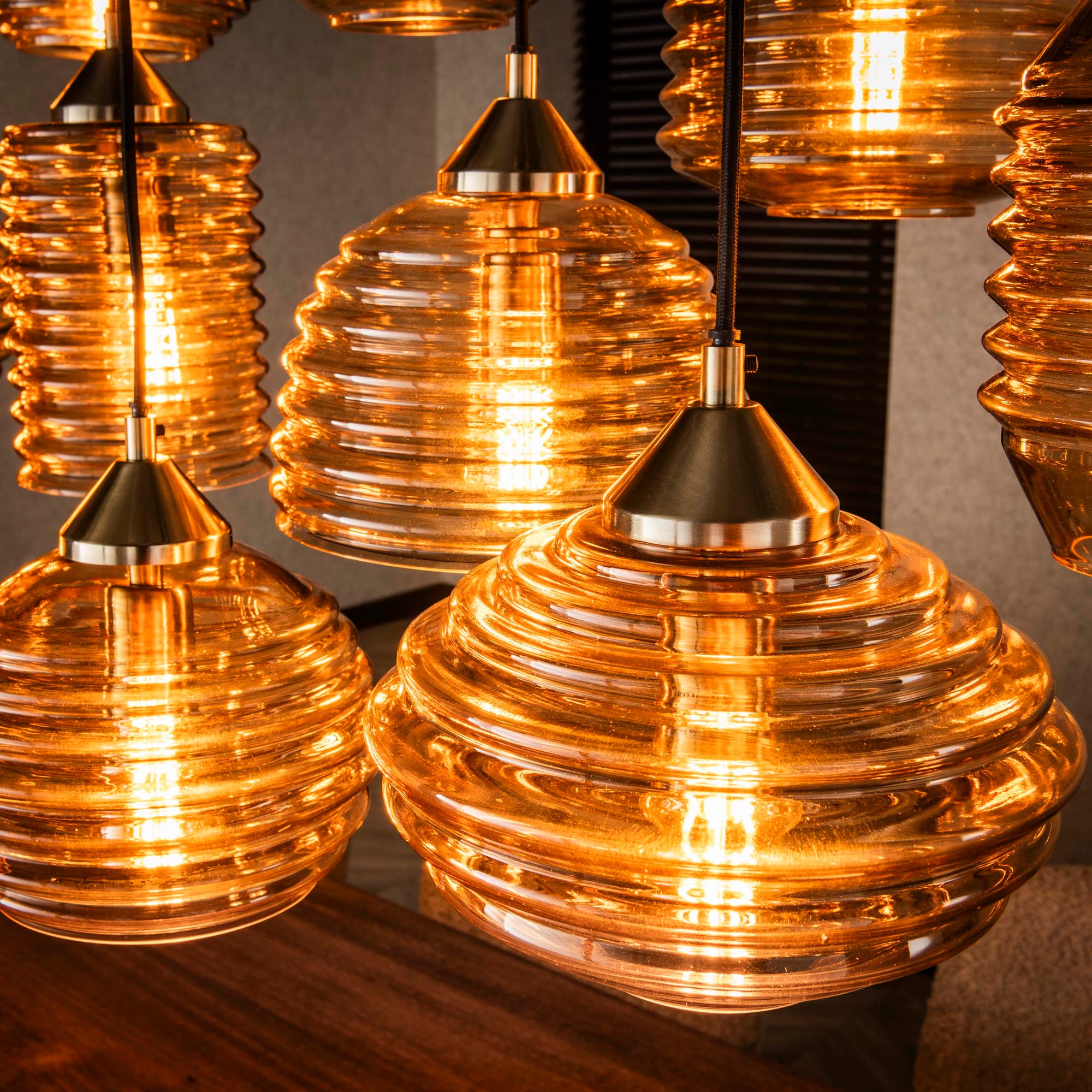 Hanglamp Rib Glass 5+5+5L
