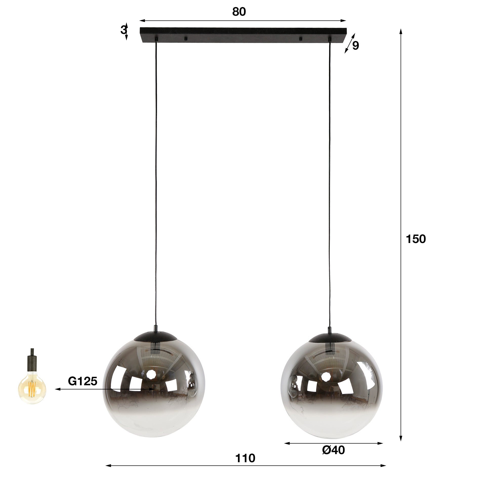 Hanglamp Bubble Shaded XL 2L
