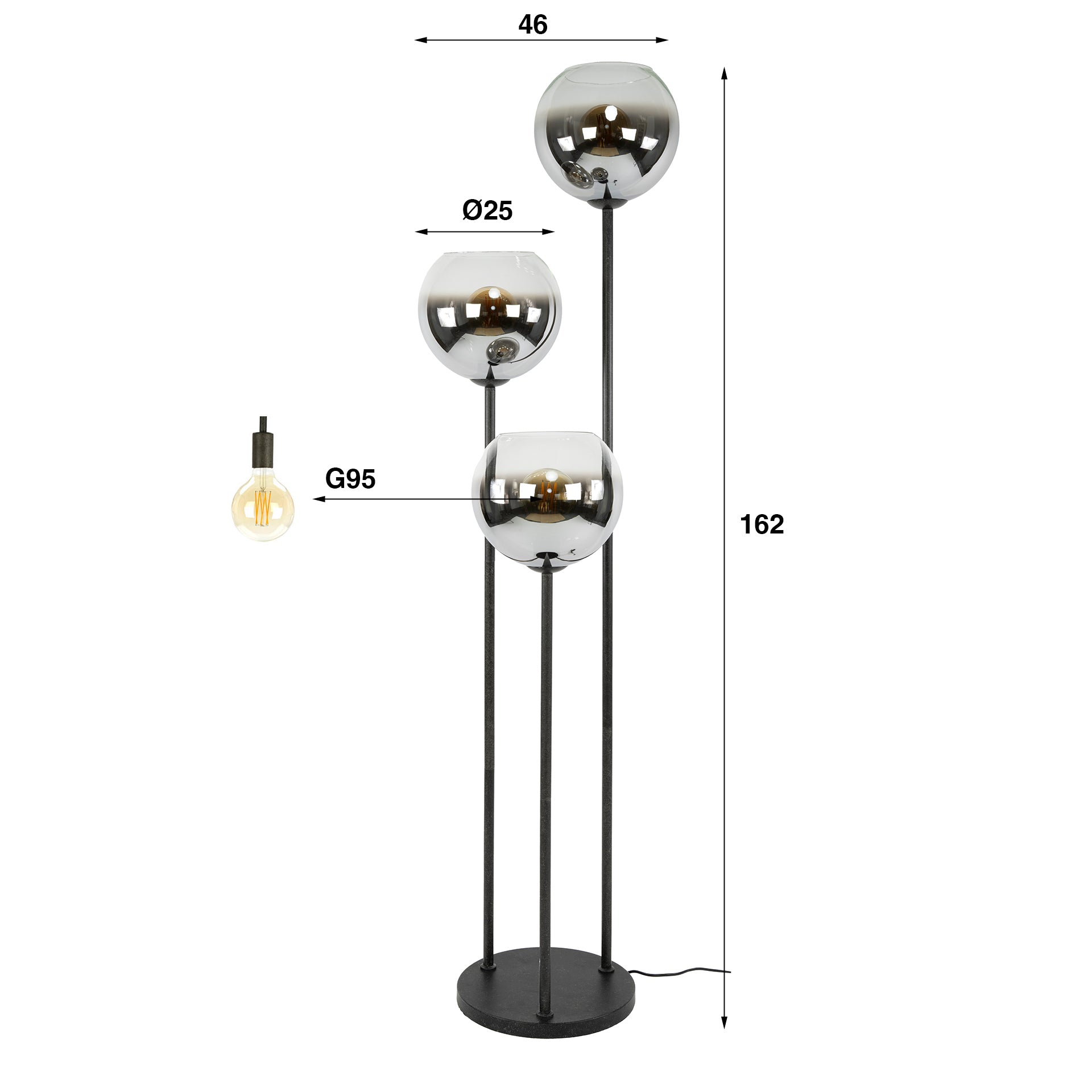 Vloerlamp Bubble Shaded 3L