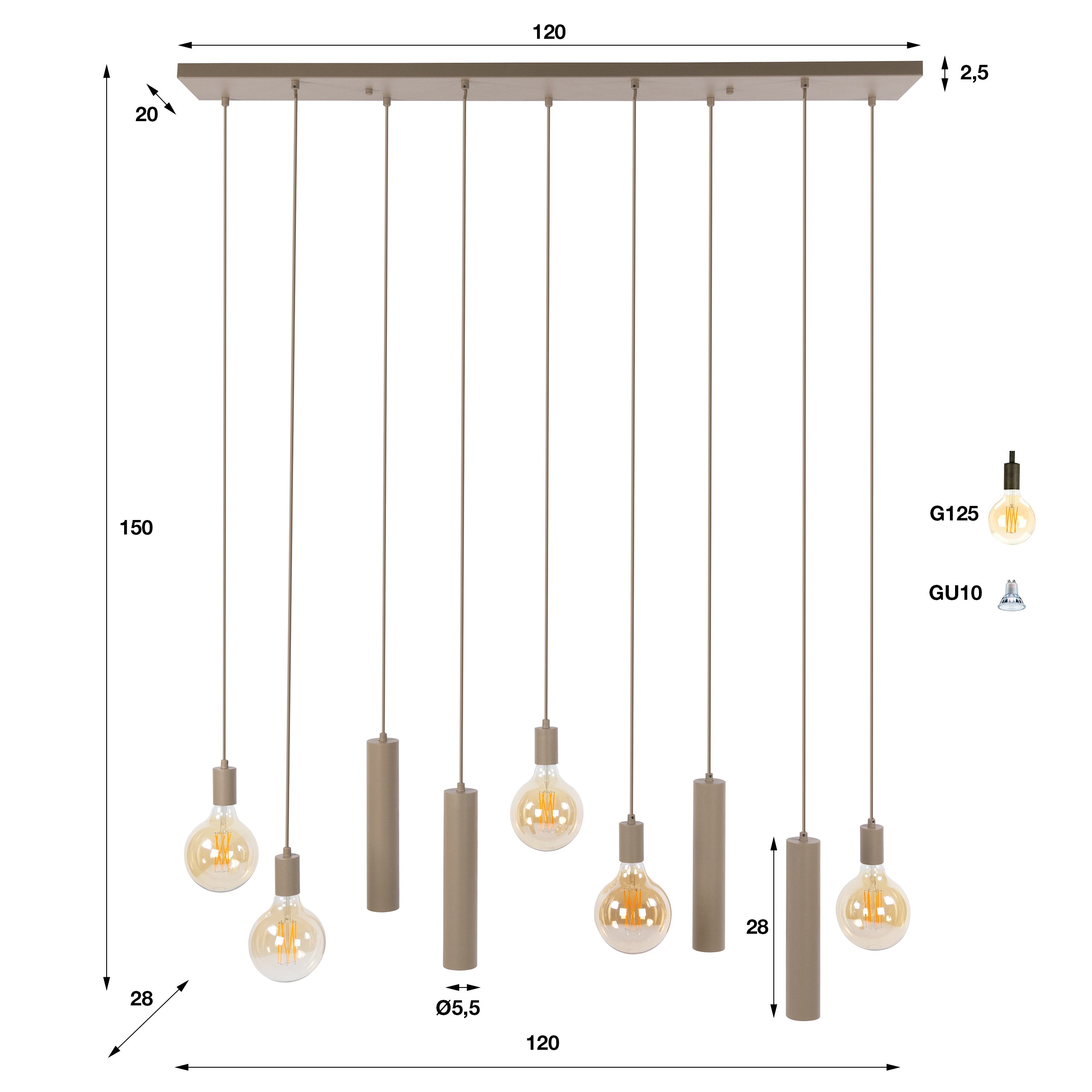 Hanglamp Senso 5+4L