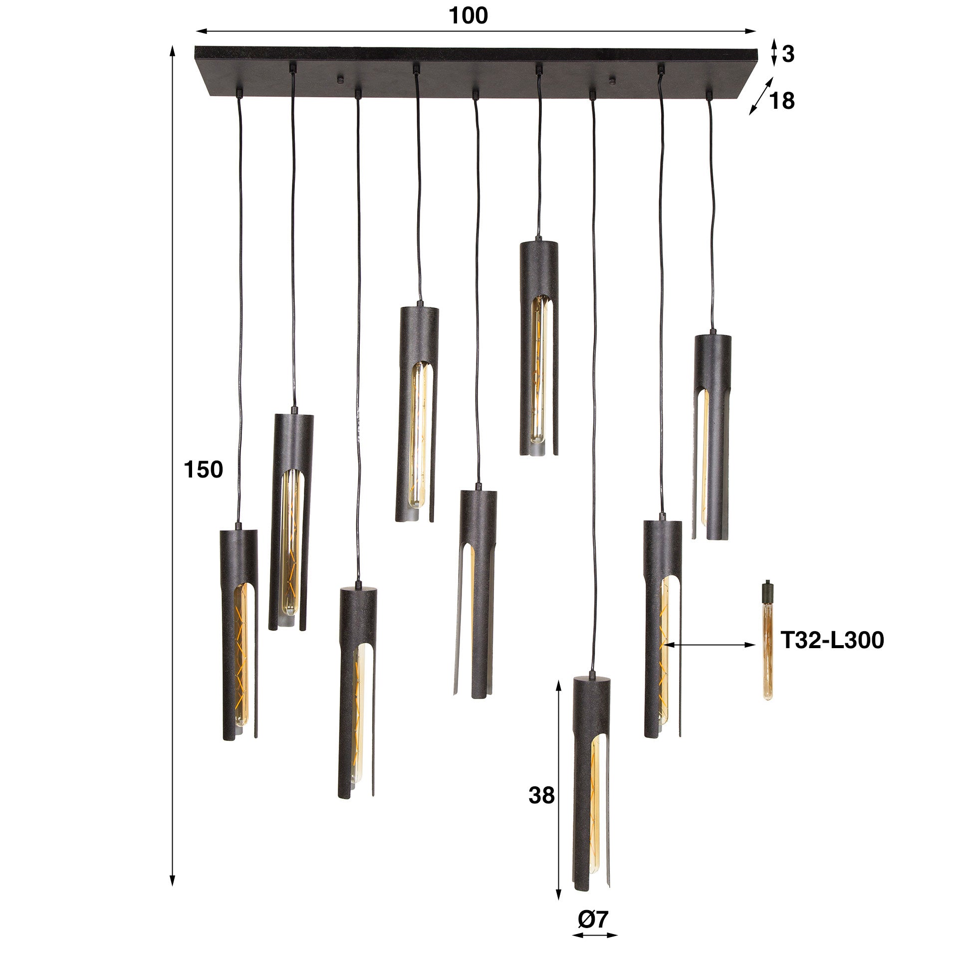 Hanglamp Tube 5+4L