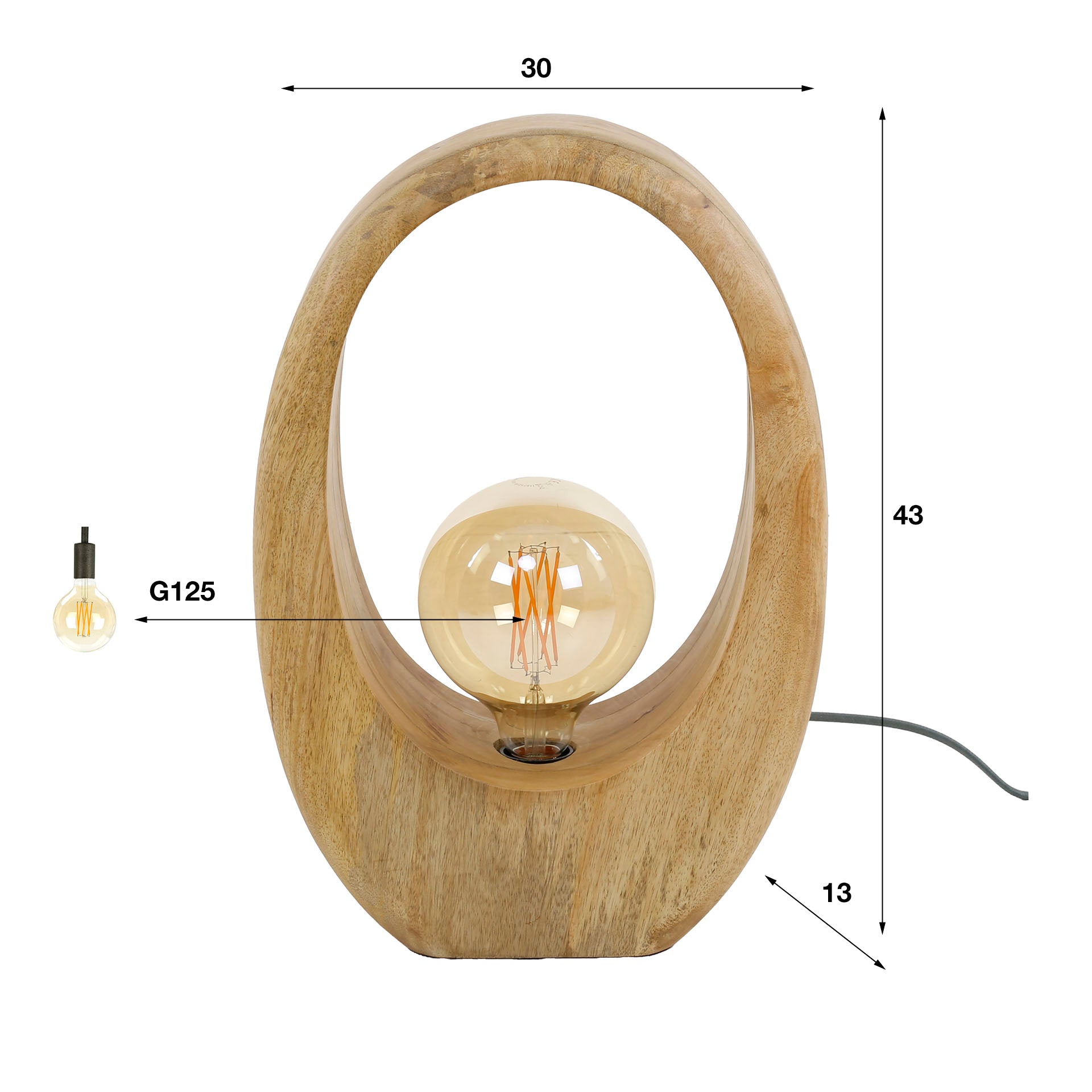 Tafellamp Arch Wood L 1L