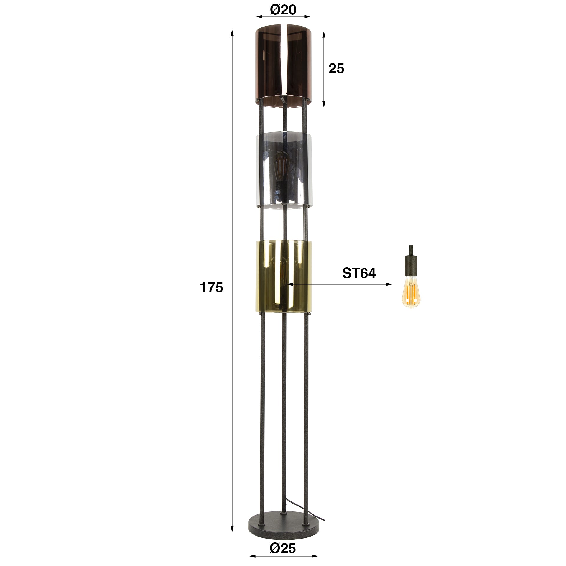 Vloerlamp Lucente Tricolore 3L