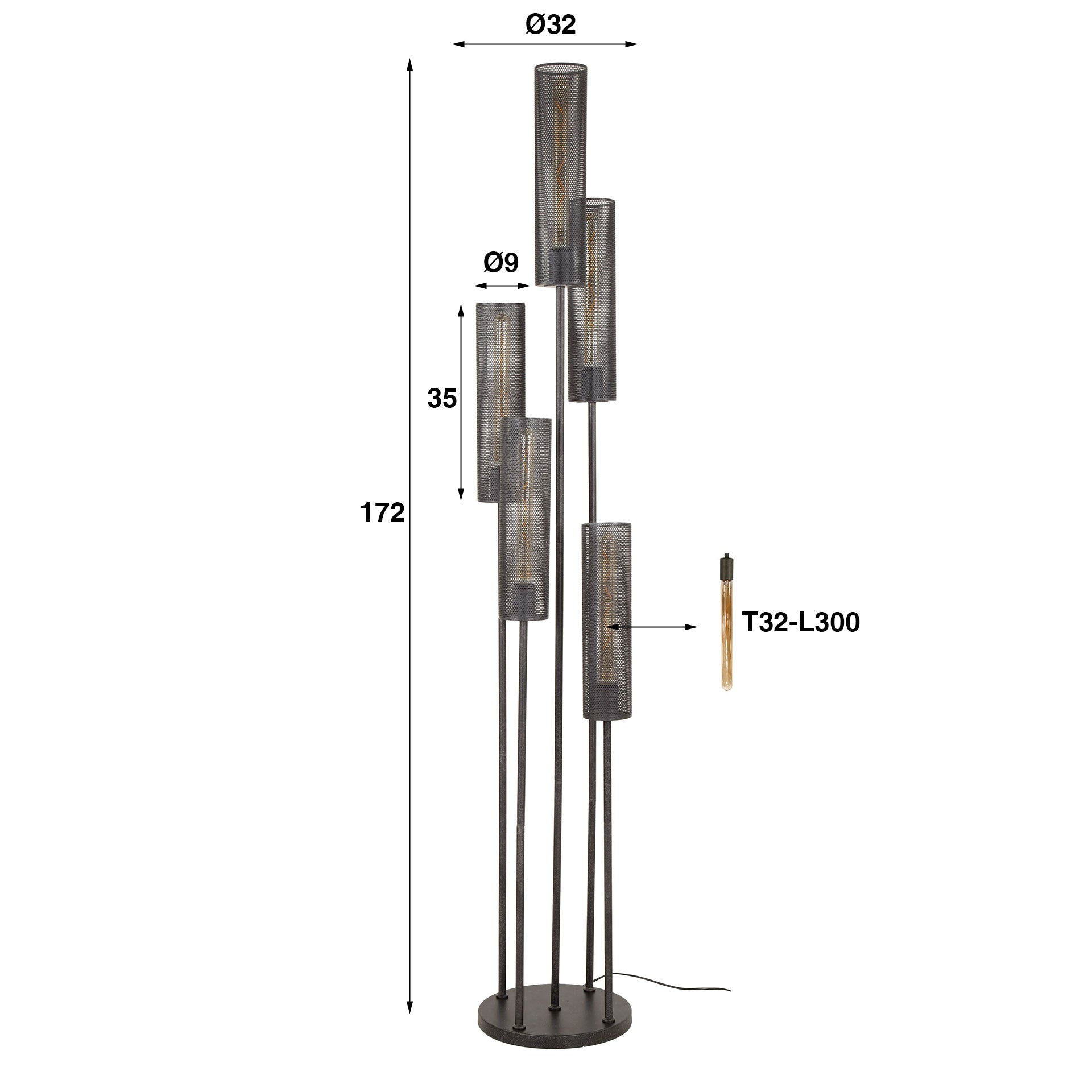 Vloerlamp Tube Mesh 5L
