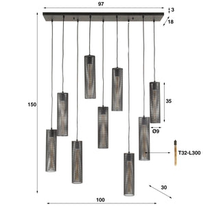 Hanglamp Tube Mesh 5+4L