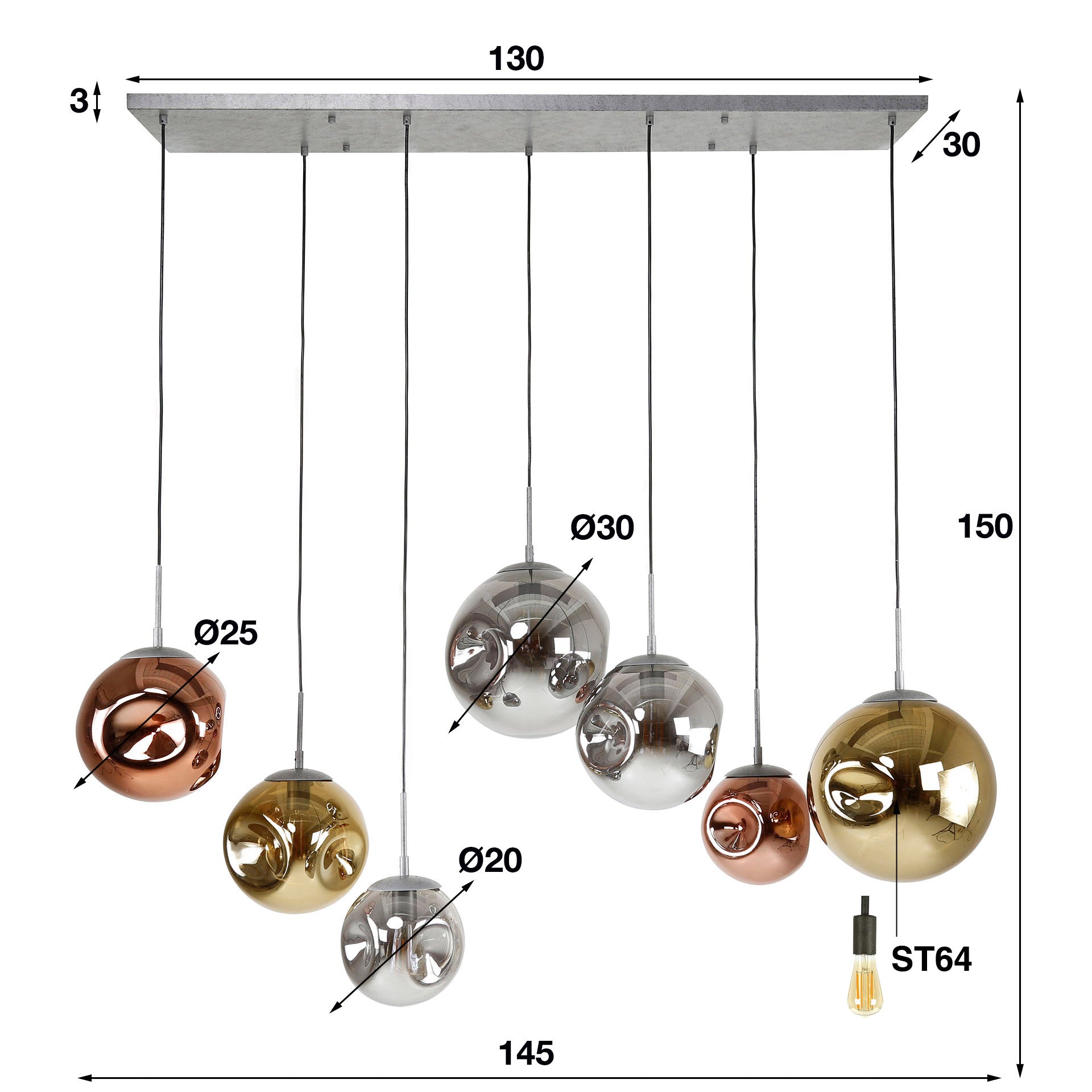 Hanglamp Stellar 4+3L